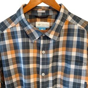 Columbia Shirt Plaid Hardy Ridge Long Sleeve Regular Fit Blue Orange XL 1707631